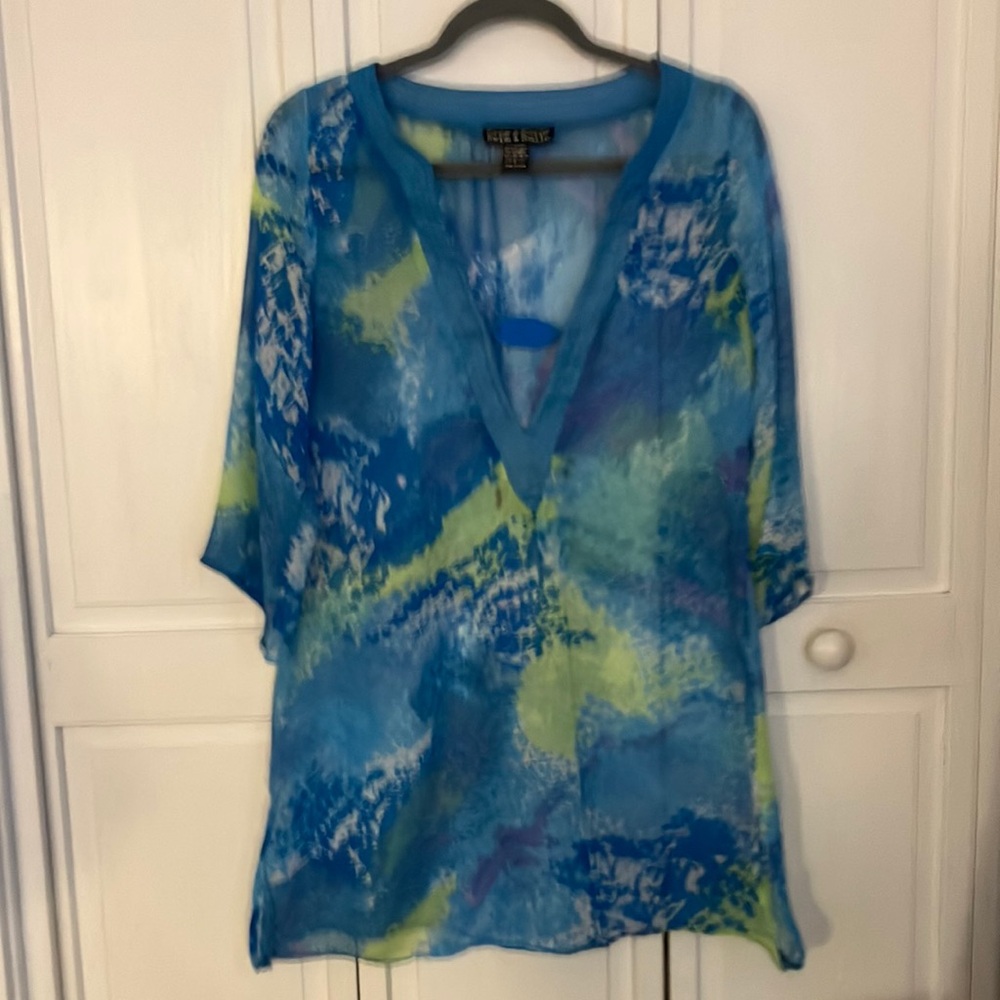 Sheer Blue and Green Women's beach top